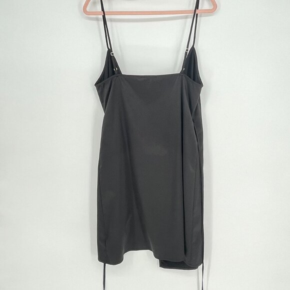 Zara Slip Wrap Dress Size Medium Black Satin - Picture 7 of 7